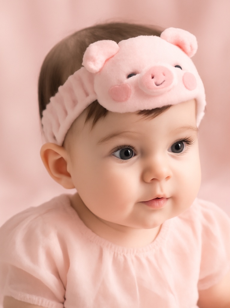 Adorable Pink Piggy Plush Baby Headband